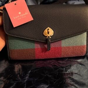 Kate Spade Blue and pink Plaid Crossbody Bag
